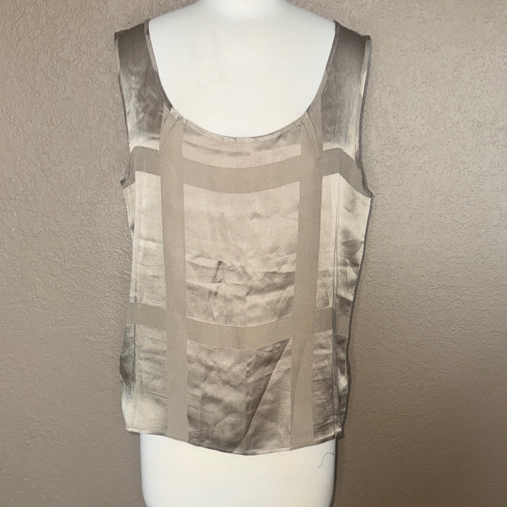 Vintage Chic Taupe Sleeveless silk Tank